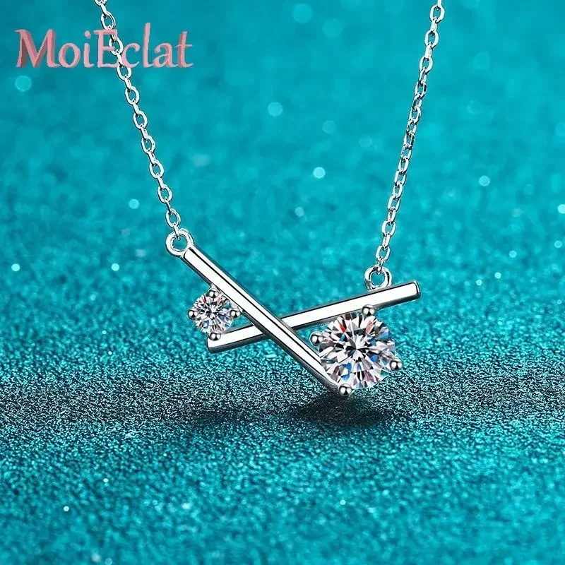 1.15ct Cross Moissanite Pendant Necklaces for Women, Estate Jewelry Inspired Platinum PT950 Collarbone Chain Holiday Gifts