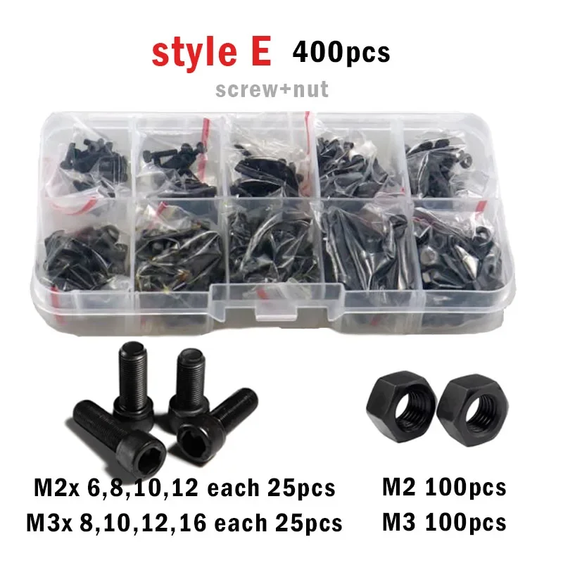 250 Stück-1140 Stück M2 M2,5 M3 M4 M5 schwarzer Stahl der Güteklasse 12,9, Innensechskant-Innensechskantschraube, Bolzen und Muttern-Set – Detail 5