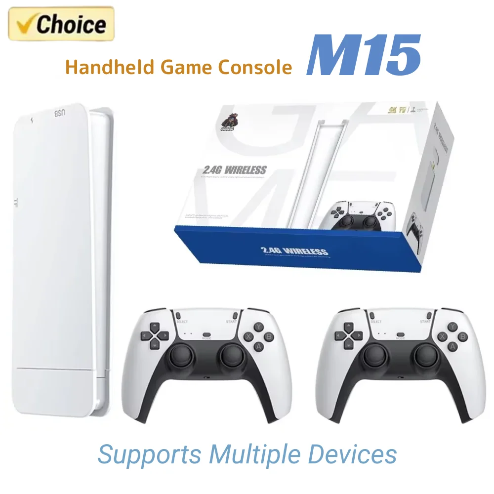 M15 Game Stick Mini TV Handheld Game Classic 4K Retro Game Wireless Controllers HD Output Gaming Consola for PS1 Arcade