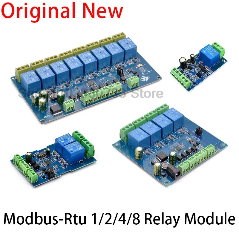 7-24V Modbus-Rtu 1/2/4/8 Channel Relay Module Switch Modbus RTU RS485/TTL Communication Input Output W/ Anti-reverse Protection