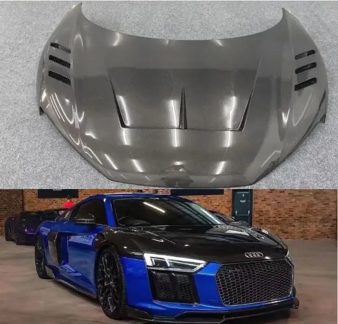 

Real Carbon Fiber Car Front Engine Hood Vent Cover For Audi R8 V8 V10 Coupe 2016 2017 2018 2019