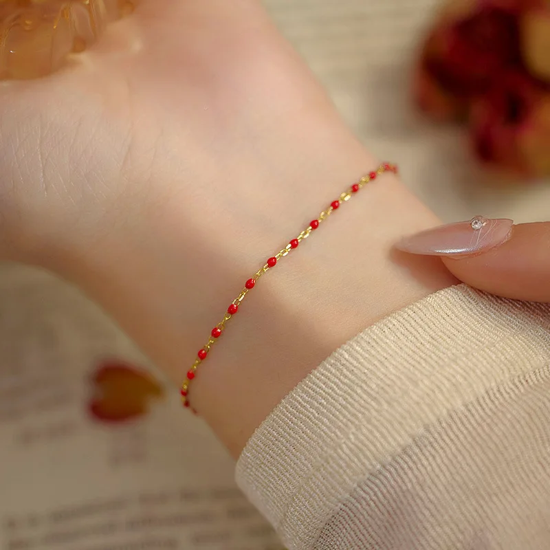 Real 925 Sterling Silver Colorful Bead Minimalist Round Charm Bracelets for Women Cute Fine Jewelry Geometric Accessories