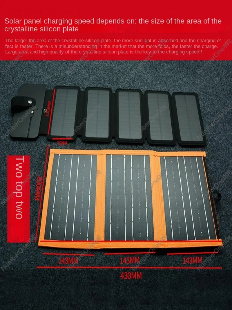 Solar Power Panel Cellphone USB Charger 5V Output Outdoor Portable Photovoltaic Charging Panel Fast Charge Folding Bag