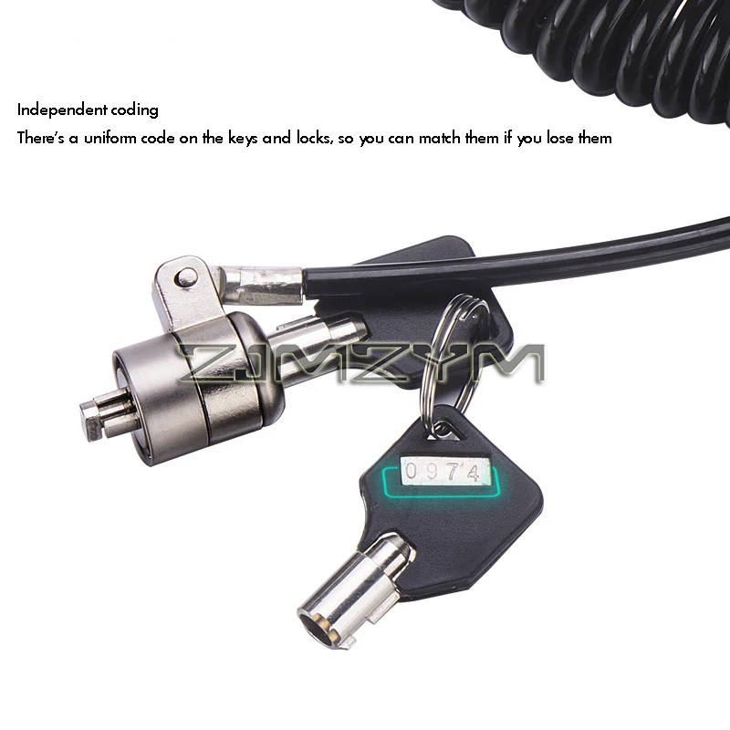 Computer Lock Laptop Lock Anti-Theft Lock Universal Retractable Spring Rope Steel Cable Key Computer Lock