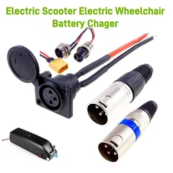 Battery Charger Port 3Pin XLR Inline Plug Adapter Connector Jack Socket For E-Wheelchair Electric Scooters Parts Cycling E-Bike