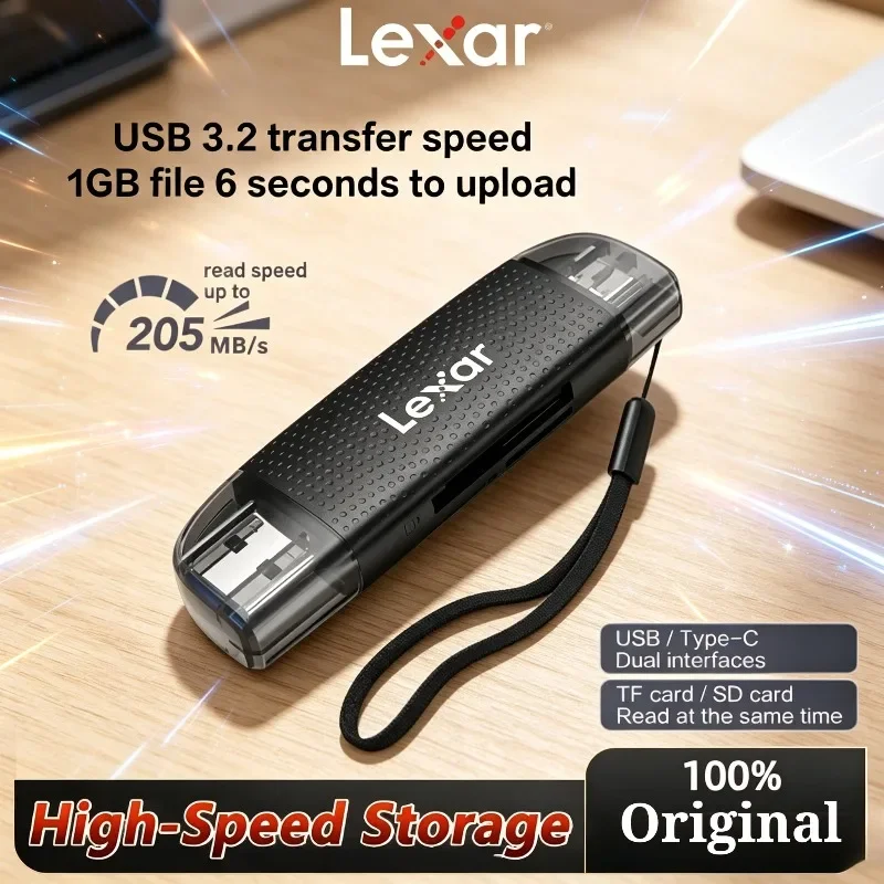 Lexar Dual-Slot USB-A USB-C Reader Micro SD Card Reader for Computer and Phone Up to 205Mb/s USB 3.2 SD Card Reader
