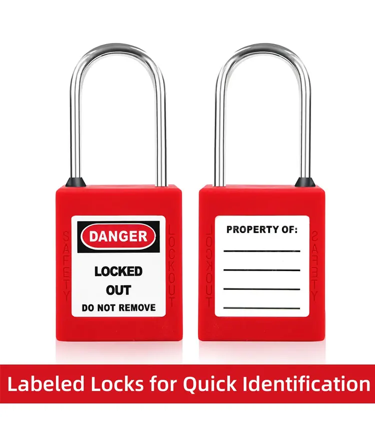 5 Stück Lockout/Tagout-Stahl-Vorhängeschlösser für Industrie und Sicherheit in Rot, Gelb, Grün, Schwarz, Blau, Mini-Vorhängeschloss mit 2 Schlüsseln – Detail 1