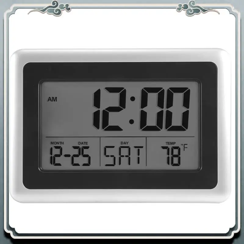 

Durable Digital Wall Clock, Large Lcd Display, Battery Operated, Indoor Temperature, Calendar, Table Standing, Snooze Without Ba