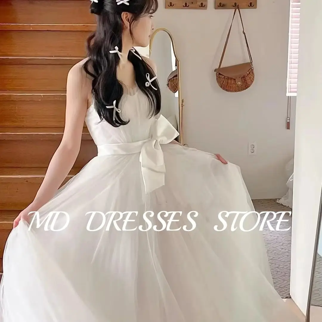 

MD Princess A-line Wedding Dresses Strapless Floor-Length Korea Photoshoot Pleat Tulle Bridal Gown Corset Back Customised 웨딩드레스