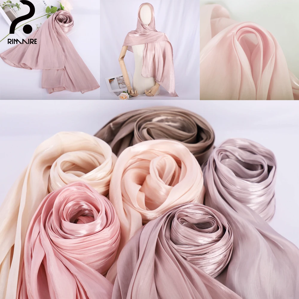 RIMAIRE Smooth and Breathable Chiffon Muslim Hijab Pure Color Island Silk Hijabs for Women 180*70cm Big Size Scarf