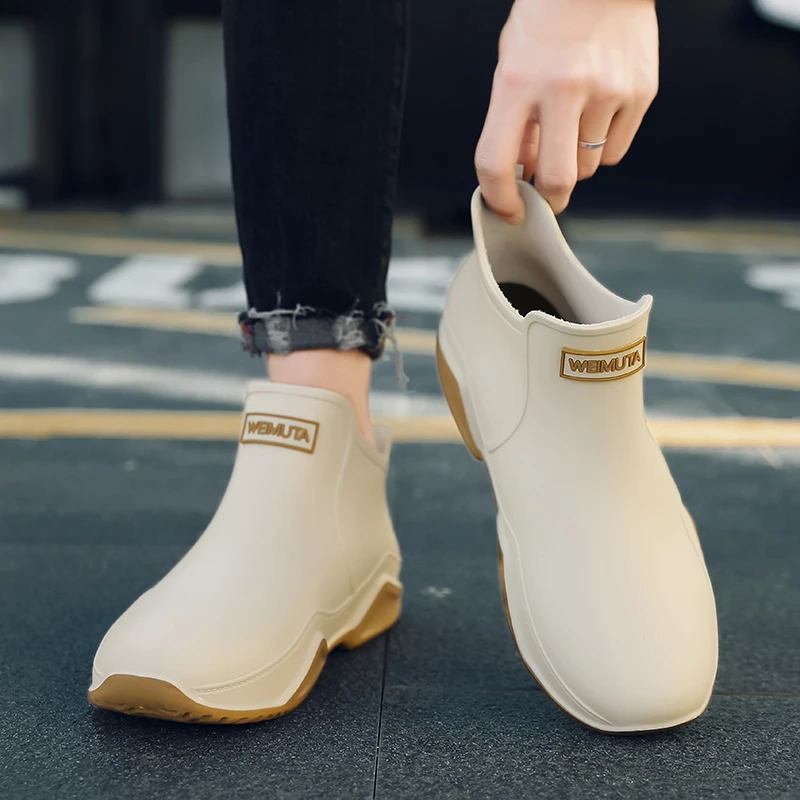 

Rain Boots for Men and Women, Waterproof Rubber Fishing Deck Boots Slip on Ankle Garden Shoes