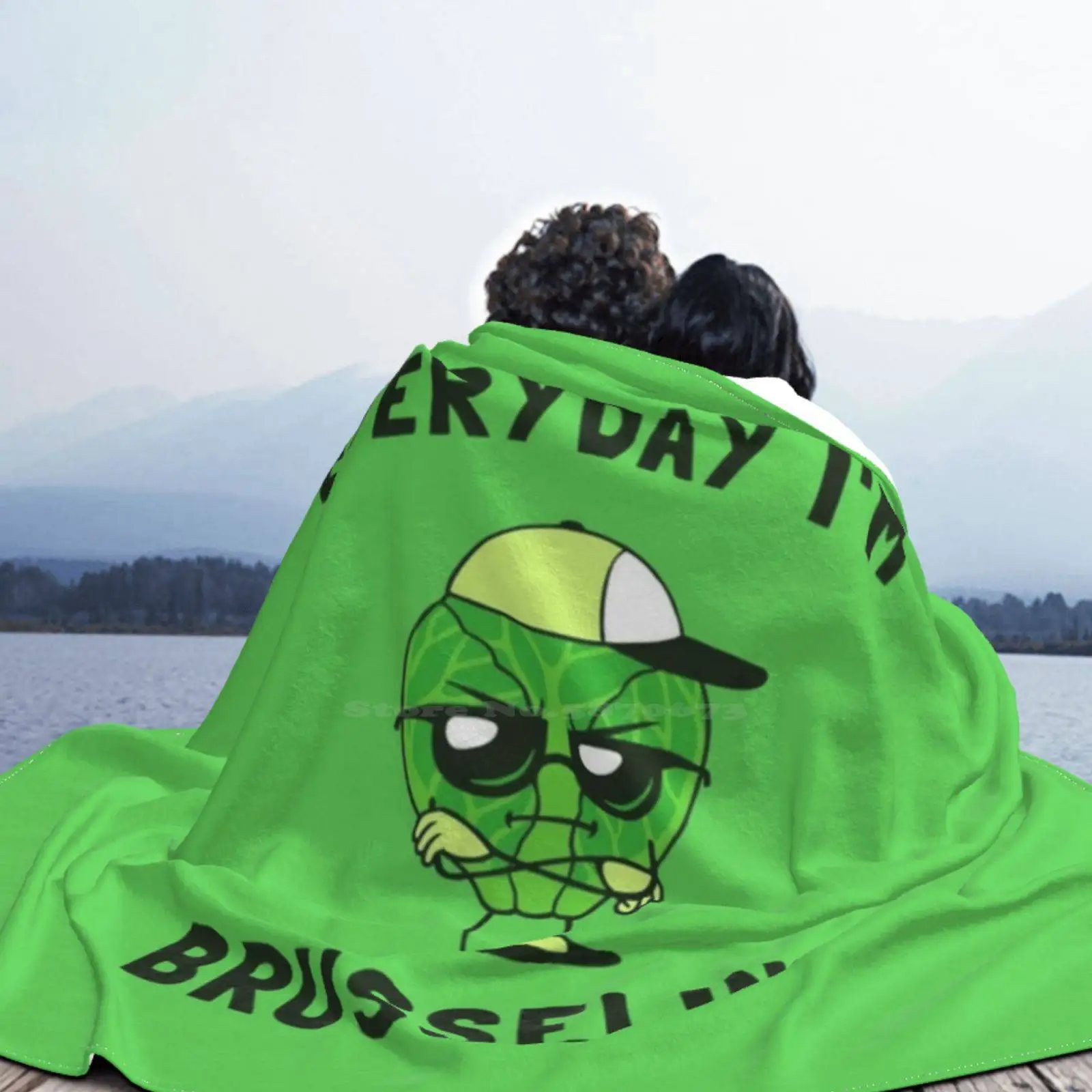 Everyday I'M Brusselin' Fashion Soft Warm Throw Blanket Everyday Im Brusselin Brussel Sprouts Vegan Christmas Food Brusseling image 6