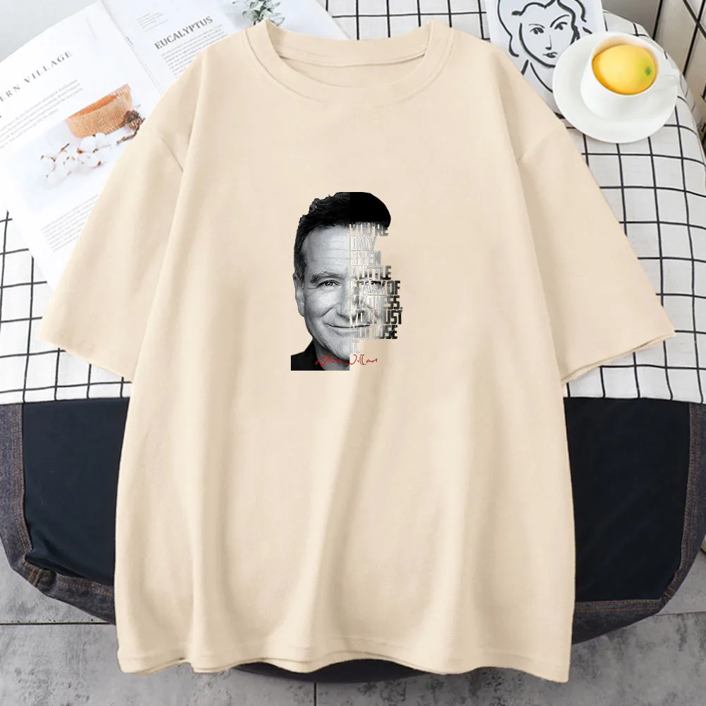 Robin Williams Actor Poster T-shirt Graphic Printing Aesthetic Tee-shirt Short Sleeve Casual Tshirt Camisetas Tees 100%cotton