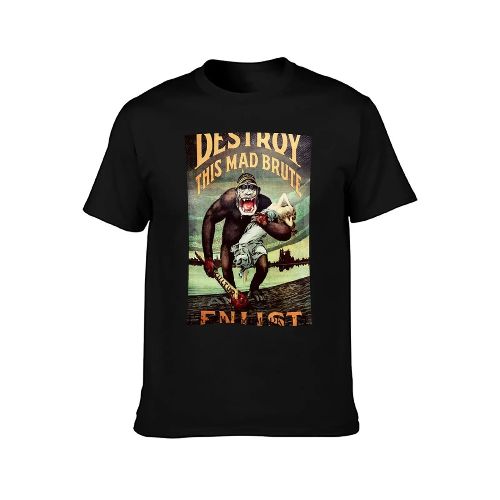 Destroy this mad brute Enlist T-Shirt Minimalist Plain Crew Neck T-Shirt