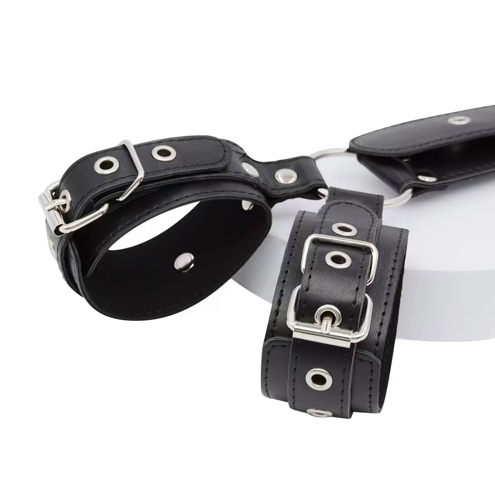 مجموعة قيود الرقبة إلى المعصم القابلة للتعديل للأزواج مثير BDSM خلف أصفاد الظهر طوق عبودية مجموعة لأداة لعبة الجنس SM