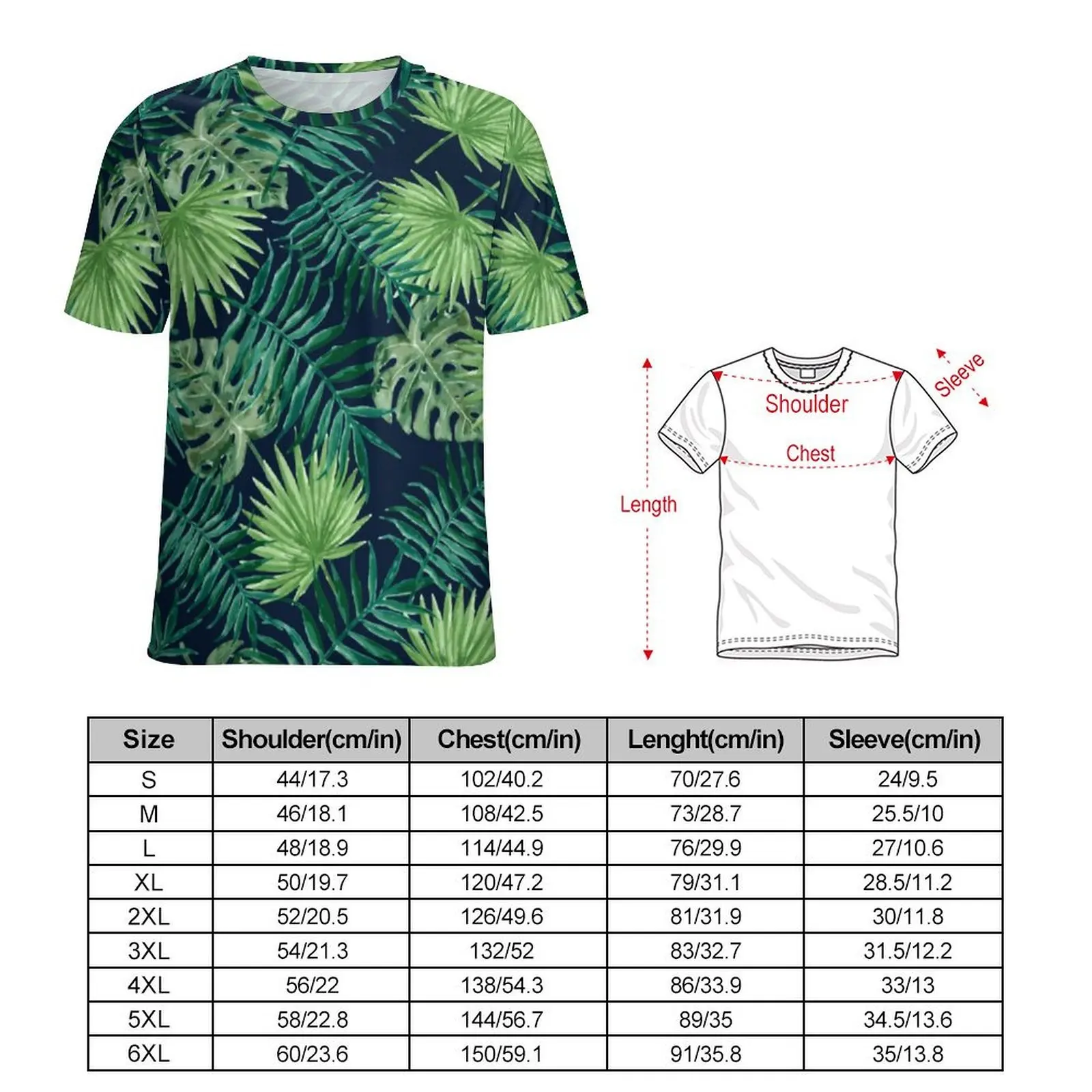Oversize T-Shirt Beach Tropical Leaves Jungle T Shirts Palm Print Street Style O-Neck Tshirt Couple Harajuku Custom Tops