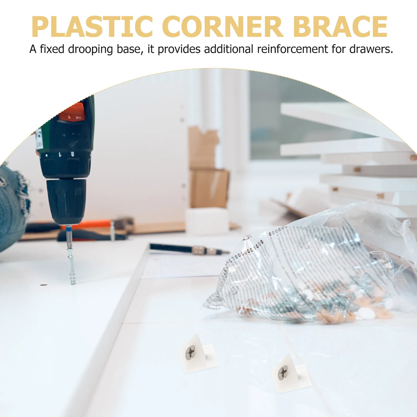 

100 Pcs Drawer Wedges Layer Support Screws Plastic Bracket Sagging Bottom Brackets White