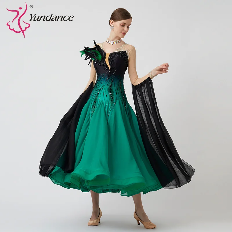 

B-23090 Custom New International Standard Ballroom Dance Dress High Quality Pearl Silk Ballroom Dance Dresses for Sale