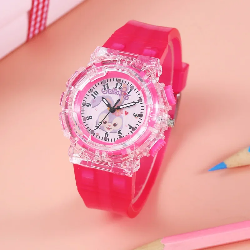 Hot Disney Lingna Belle Star Delu Children's Watch Children's Primary School Girls' Literacy Colorful Luminous Quartz Watch