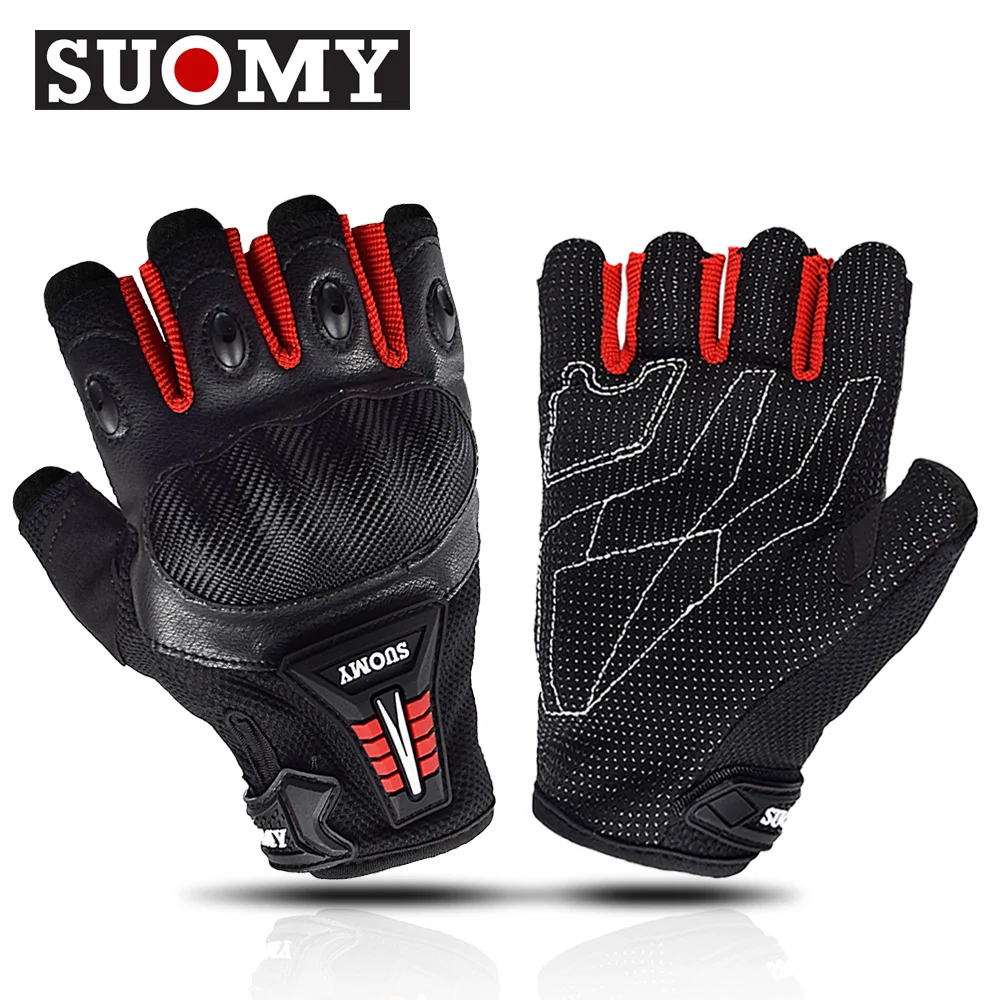 SUOMY guanti da Moto mezze dita da uomo estivi da donna guanti da ciclismo da motociclista da corsa antiscivolo rossi da Motocross