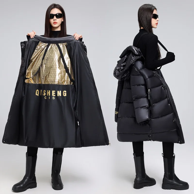2026 New Winter Down Cotton Jackets Women's Clothing Long Parkas Hooded Warm Winter Thick Waterproof Coat Female Black Overcoats