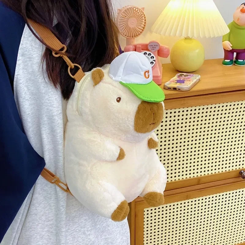 MINISO tas punggung boneka Capybara baru Capybara kartun tas selempang mewah kapasitas besar tas Crossbody anak perempuan serbaguna komuter