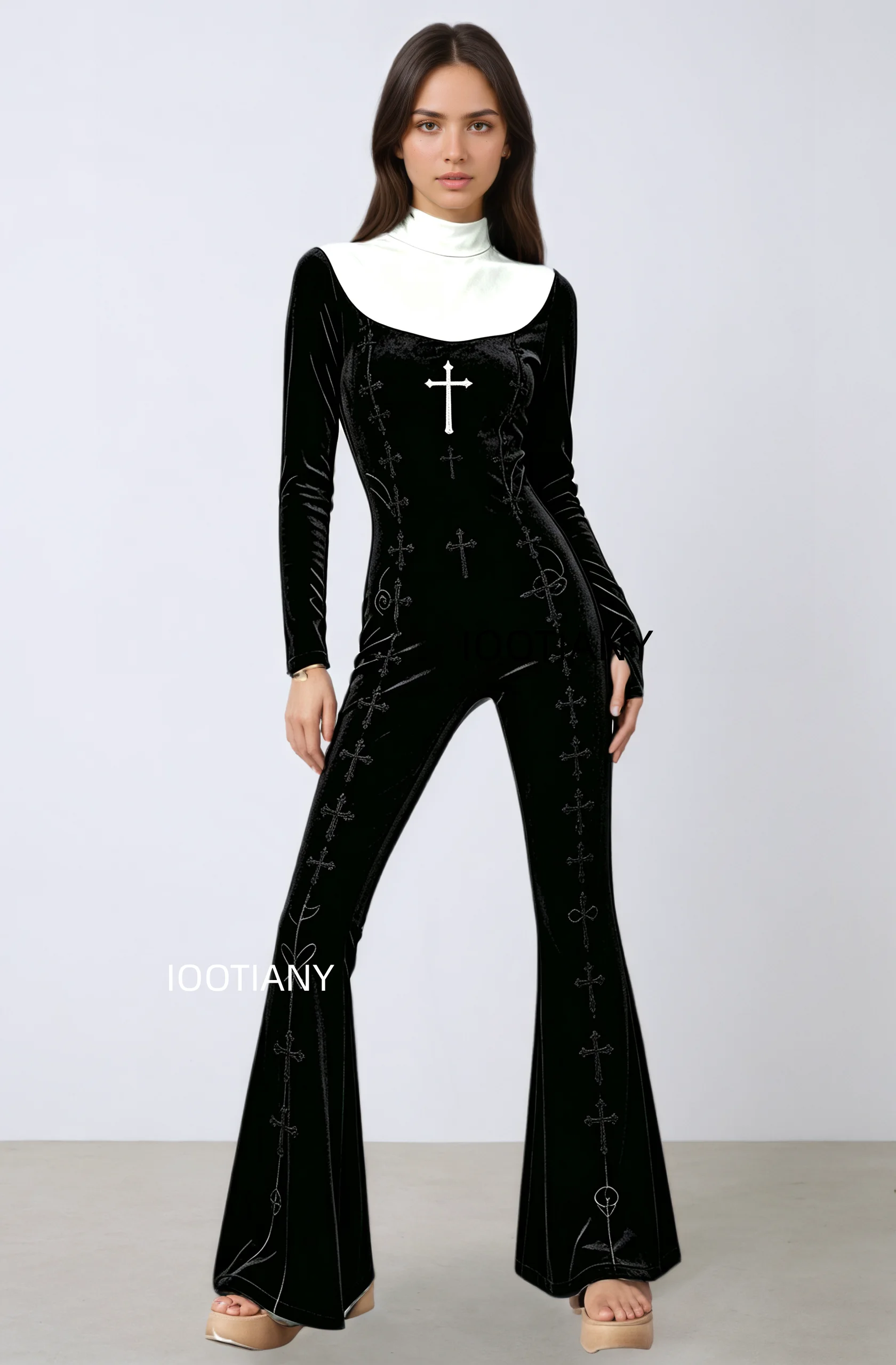 Damen Retro Skinny Flared Bell Bottom Jumpsuit, königlicher Bühnen-Performance-Bodysuit, Leoparden-Club-Cosplay-Show-Outfit – Detail 19