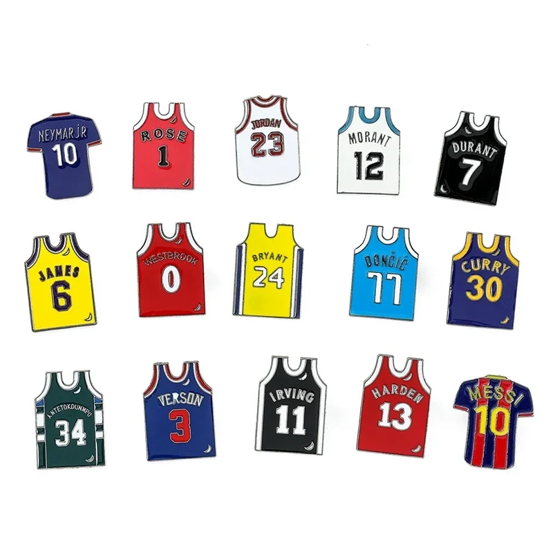 

new Sports Star Jersey Metal Badges,Football basketball Uniform Number Lapel Pin Cute Enamel Backpack Clothing Brooch Gift for