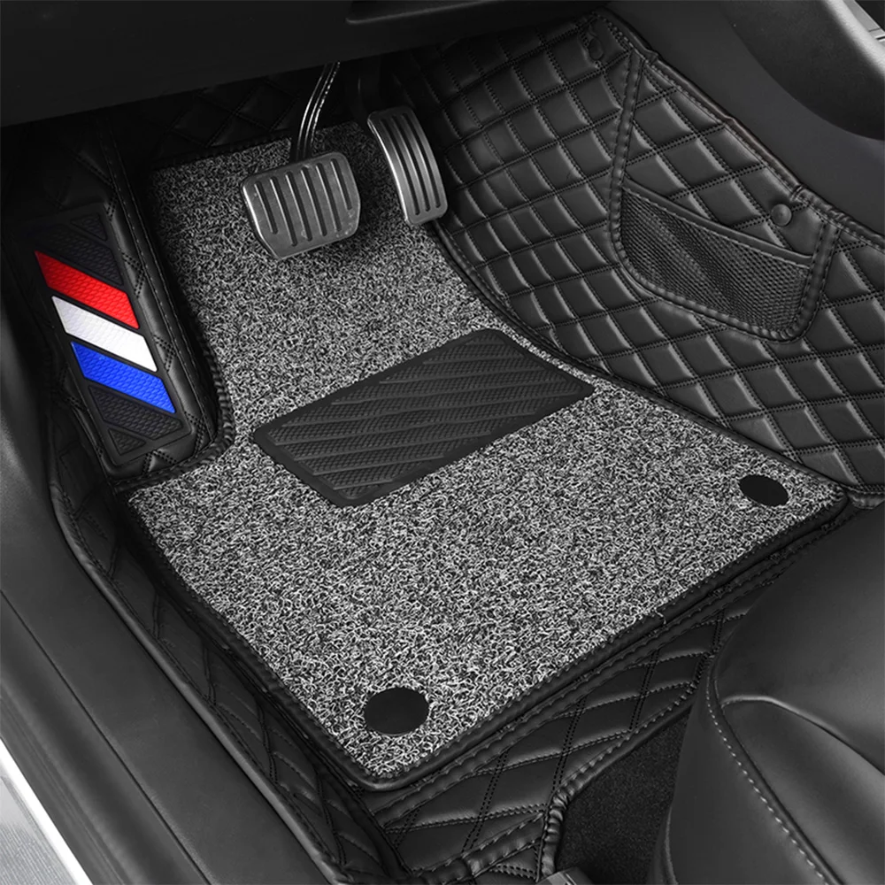 

Новые автомобильные коврики для ног, двухслойные проволочные кожаные накладки для Tesla Model 3, пользовательские водонепроницаемые аксессуары для украшения стайлинга черного цвета