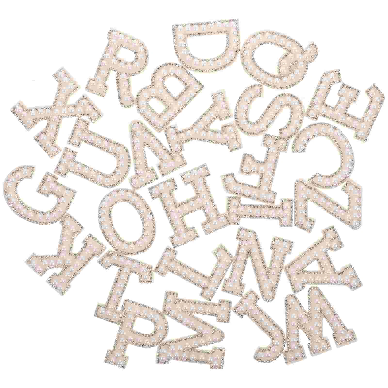 26 Pcs Accessories Self Adhesive Pearl Sticker Decor Decorative Embroidery Patches Vinyl Letter Stickers for Clothes