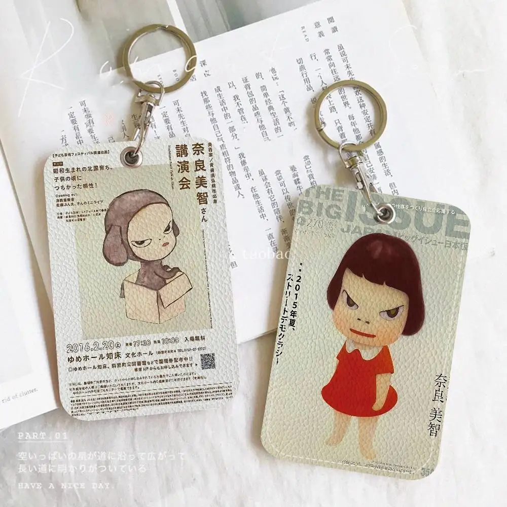 Y-Yoshitomo N-Nara CARTOOn Rectangle Keychain Card Holder, Badge Credit Card Holder, Student ID Card Holder, Bus Cards Cover
