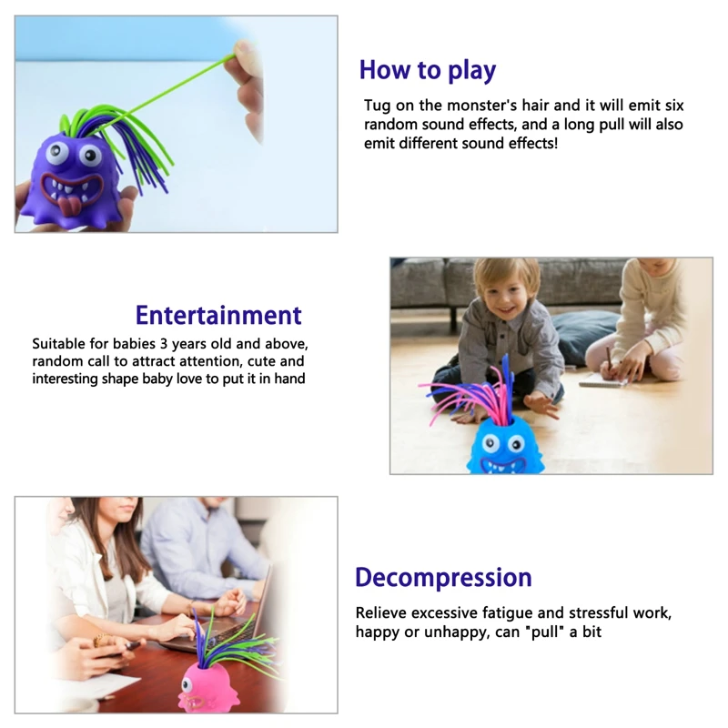 Funny Hair Pulling Will Be Screaming Decompression Release Toy Little Monster Gifts For Children\'s Festivals Halloween Trick Toy