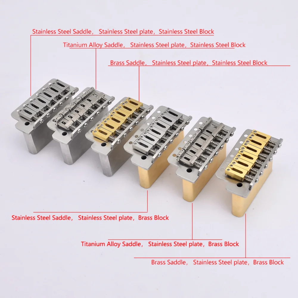 Right and Left Hand 6 Point 510Style Tremolo System Bridge with10.5mm Stainless Steel / Brass/ Titanium Alloy Saddle and Block