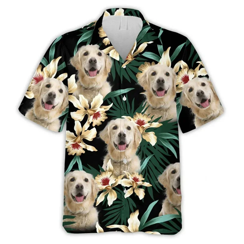 Baju gambar anjing Harajuku, baju pakaian blus lucu mode pria, baju anjing motif anjing, binatang imut, 3D, baru, musim panas