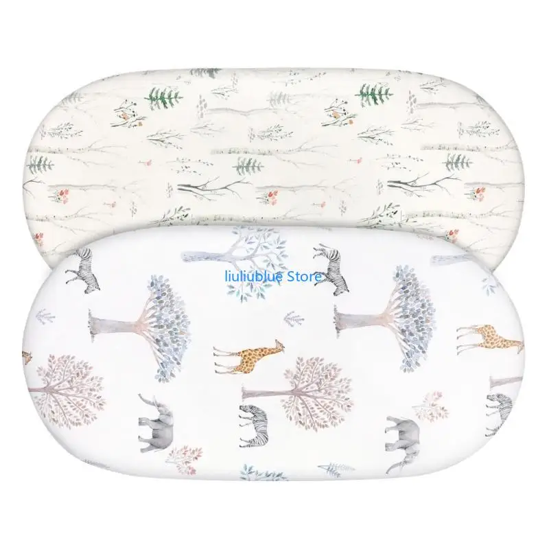 قطعتان من ملاءة سرير الأطفال المجهزة غطاء حصيرة تغيير الحفاضات وأكمام واقية قابلة للإزالة 62CF #3