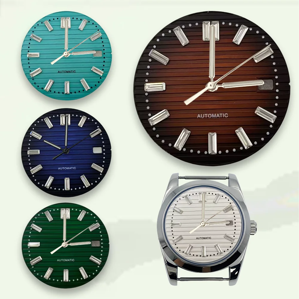 Watch modification 30.5mm S Dial Fit NH35 Japanese Movement No Luminous Diamonds Dial Stripe Dial Watch Accessories tool