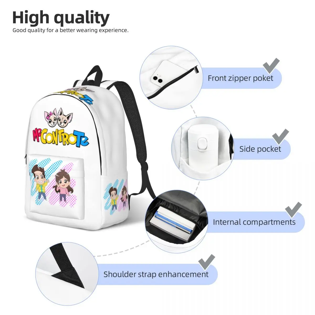 Cartoon Me Contro Te Backpack for Men Women Casual High School Work Daypack Laptop Computer Shoulder Bag with Pocket