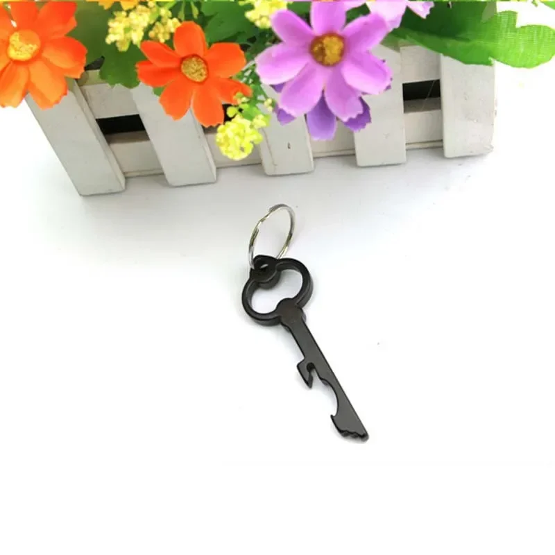 Metal Key Shaped Bottle Opener Outdoor EDC Wine Beer Can Opener Durable Keychain Creative Keyring