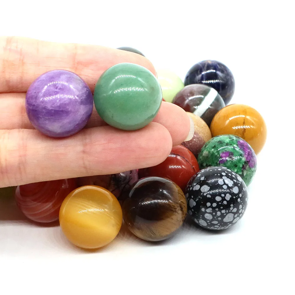 20 مللي متر كرات مستديرة الحجر الطبيعي المجال شفاء كريستال جمشت الطاقة الأحجار الكريمة غلوب لصنع المجوهرات عقد دي اي واي ديكور المنزل #5