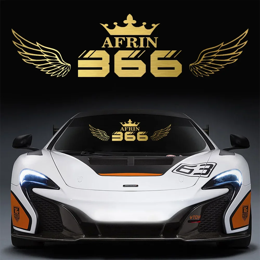 Number 366 with Crown and Wings Pattern Car Sticker Vinyl Decal for Rear Windshield, Car Door and Home Wall Decoration