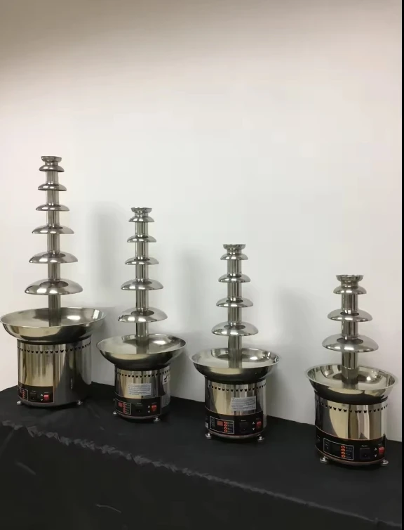 Commercial 4 5 6-Layer Manual Chocolate Fountain Machine Spray Tower For Buffet Fire Boiler In Restaurants Digital Display Panel