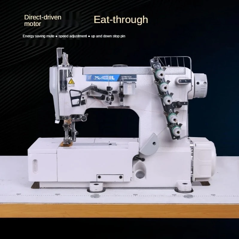 Canche high-speed interlock sewing machine, hem, cuffs, neckline, panties, three-needle, five-thread industrial sewing machin