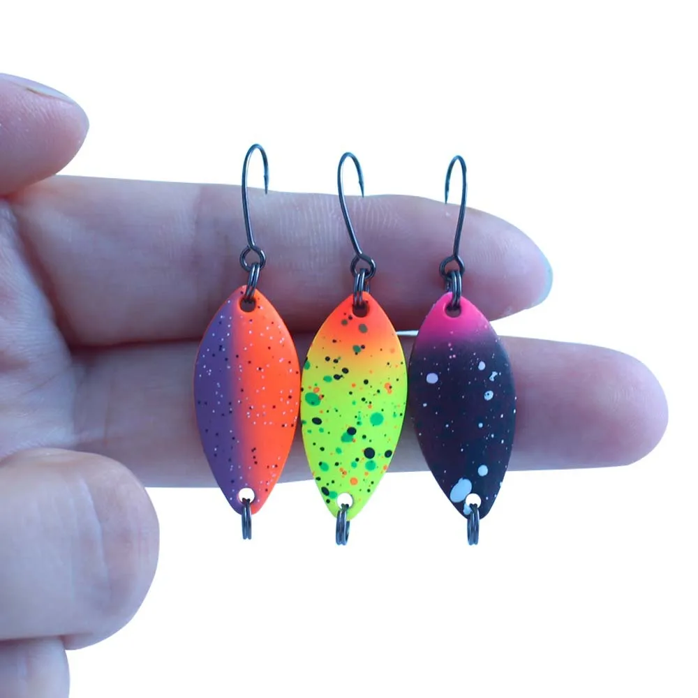 

5Pcs/set Spoonbait 0.8g 1.8g 2.5g Copper Spoon Colorful Painting Mustard Hook UV Luminous for Trout Bass Stream Pesca Tackle
