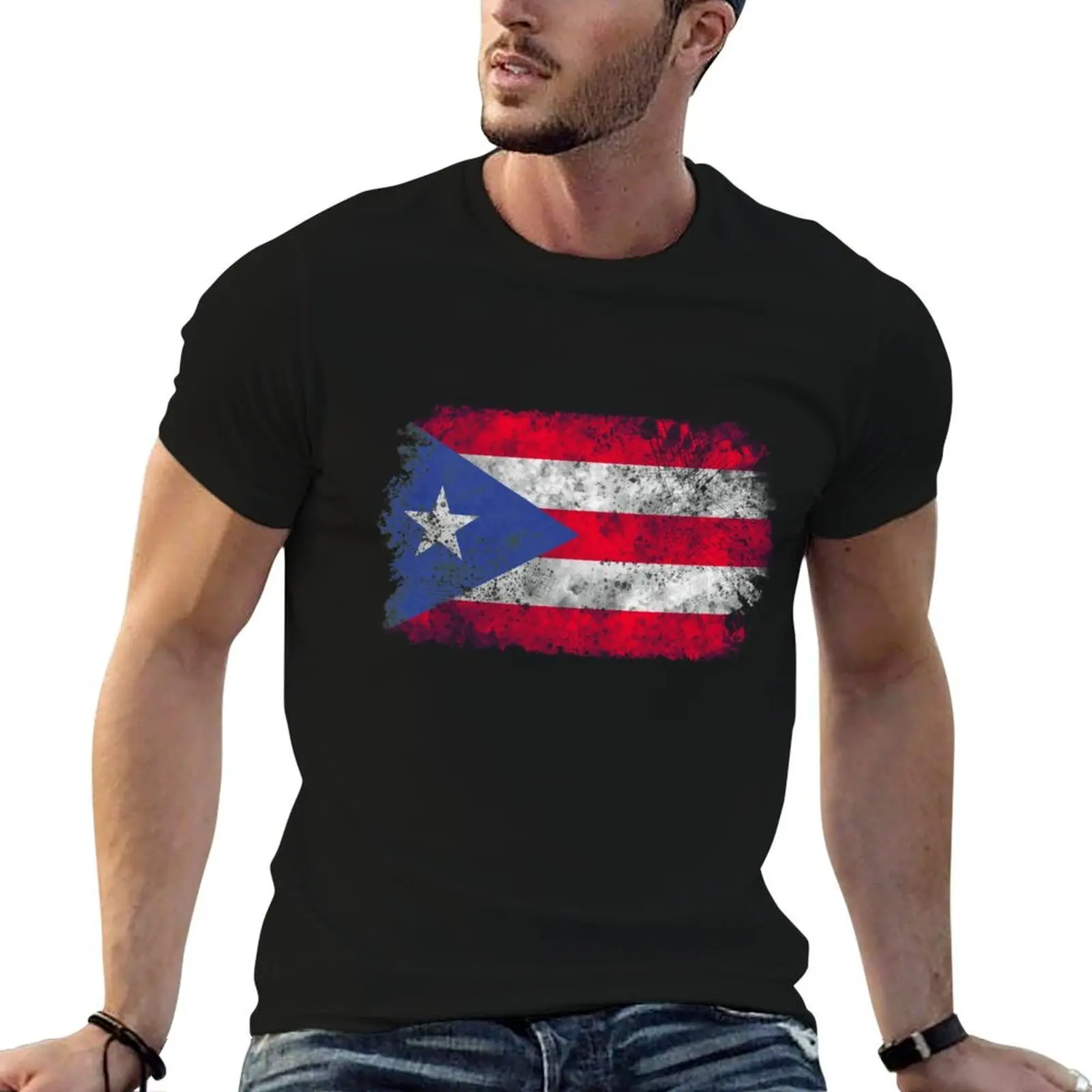 

Vintage Puerto Rico flag T-Shirt men t shirt cotton 100% anime tshirt T-Shirt