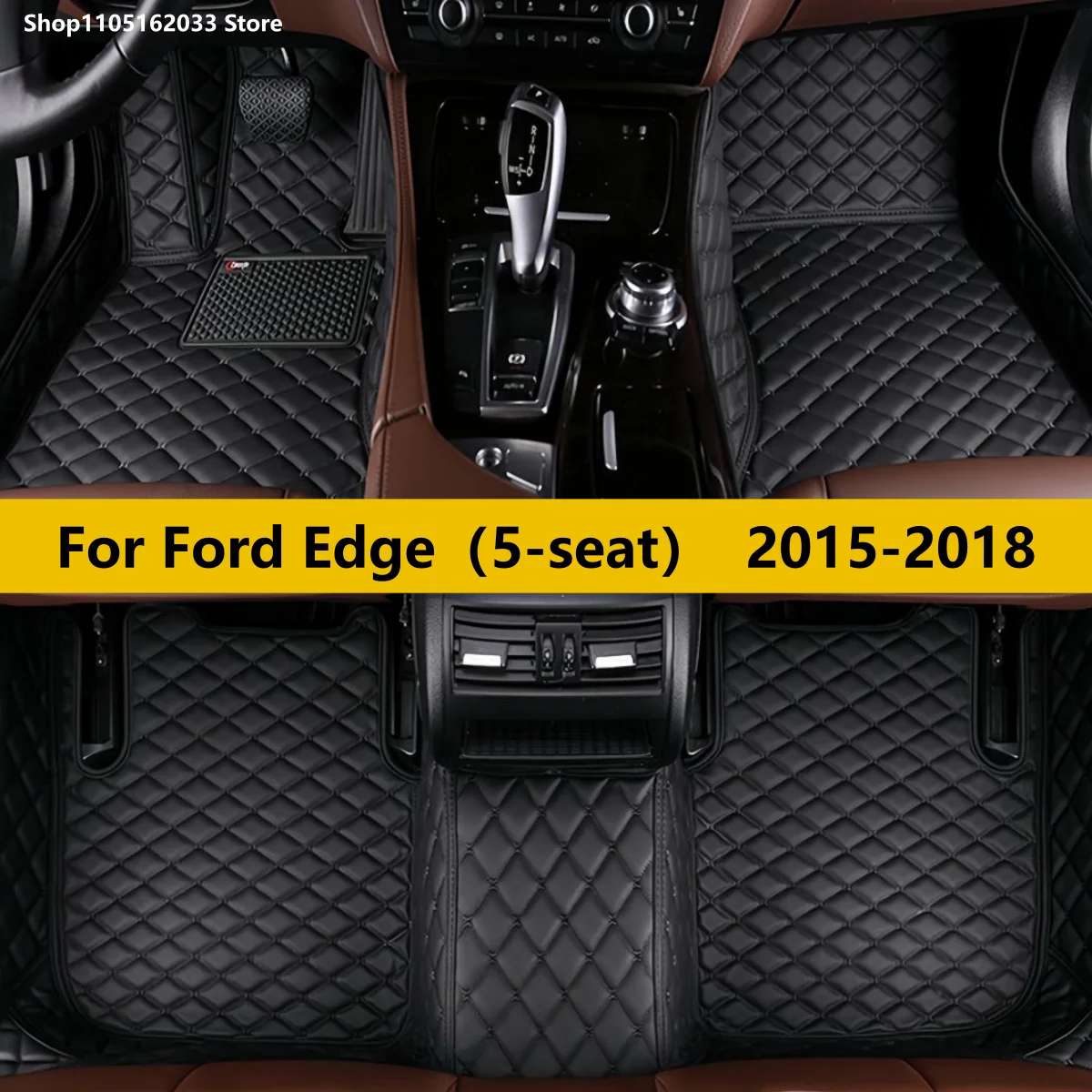 

Car Floor Mat For Ford Edge Endura（5-seat）2015 2016 2017 2018 Auto Accessories Full Set Leather All Weather Cars Carpets Pads