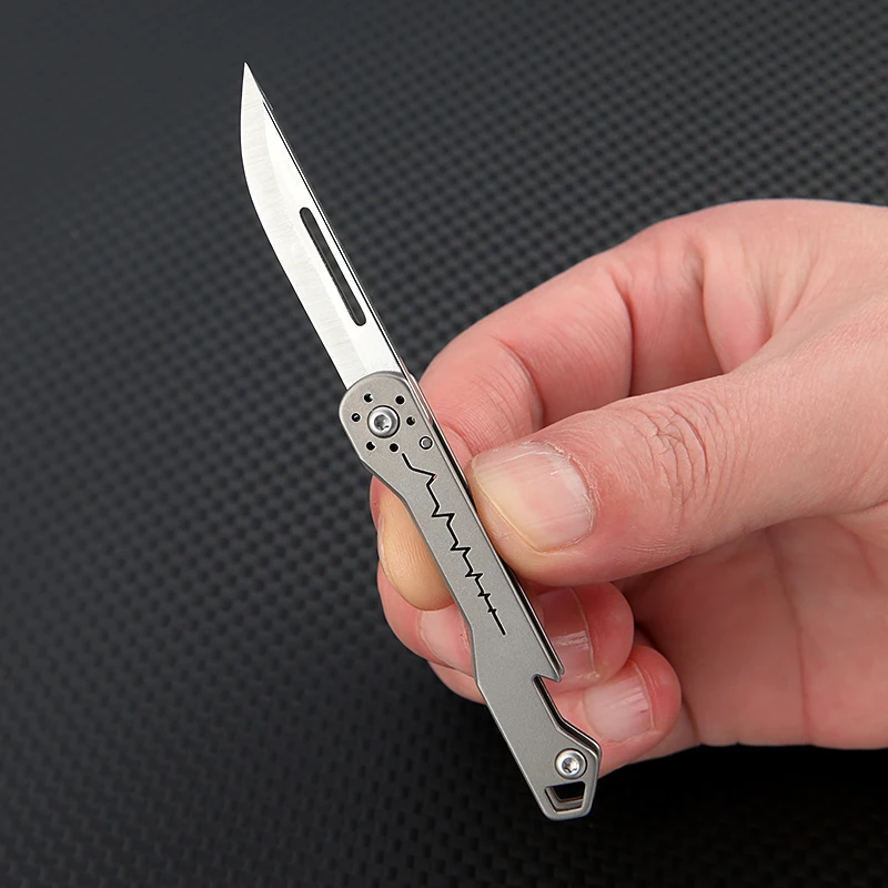 Titanium Alloy Folding Knife Outdoor Camping Unboxing Portable utility Knifes