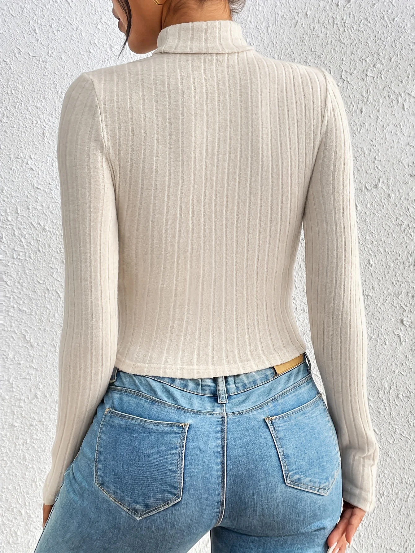Autumn And Winter New Pure Color Simple High-necked Round-necked Slim Hollow Tie Bottom Lady\'s Blouse