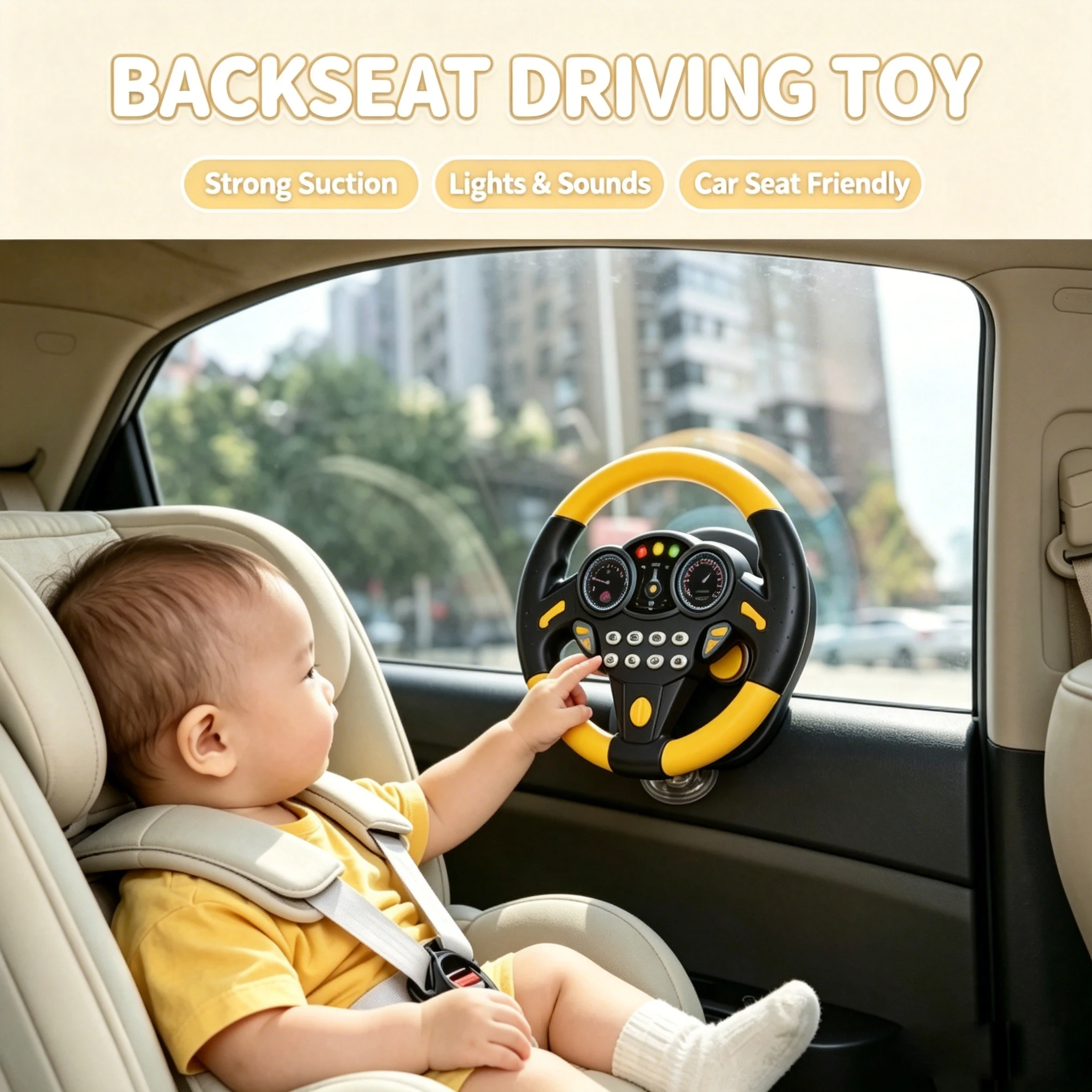 Educational Toy Kids Pretend Play Car Steering Wheel Toy Multifunction Musical Perfect Gift for Christmas New Year Birthday