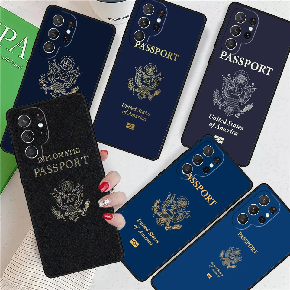 American Passport For Samsung Galaxy S24 Ultra S21 S22 S8 S9 S10E Note 10 20 Plus FE S23 Phone case Cover Coque