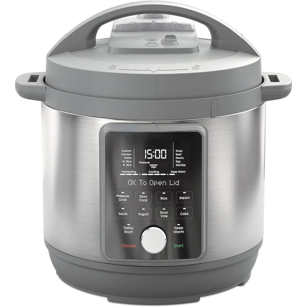 Quiet 9-in-1 Electric Pressure Cooker, Slow Rice Cooker, Steamer, Sauté, Yogurt Maker